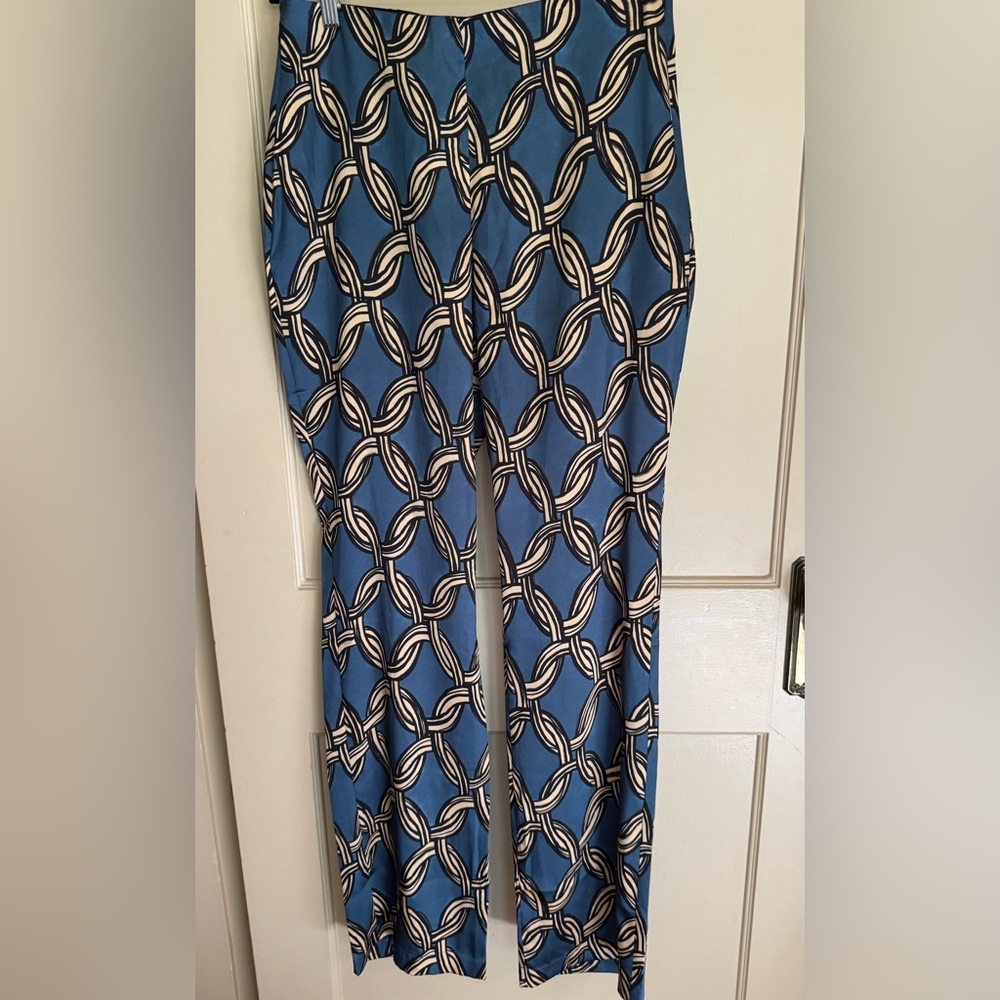 Mango Navy and Beige Patterned Pants